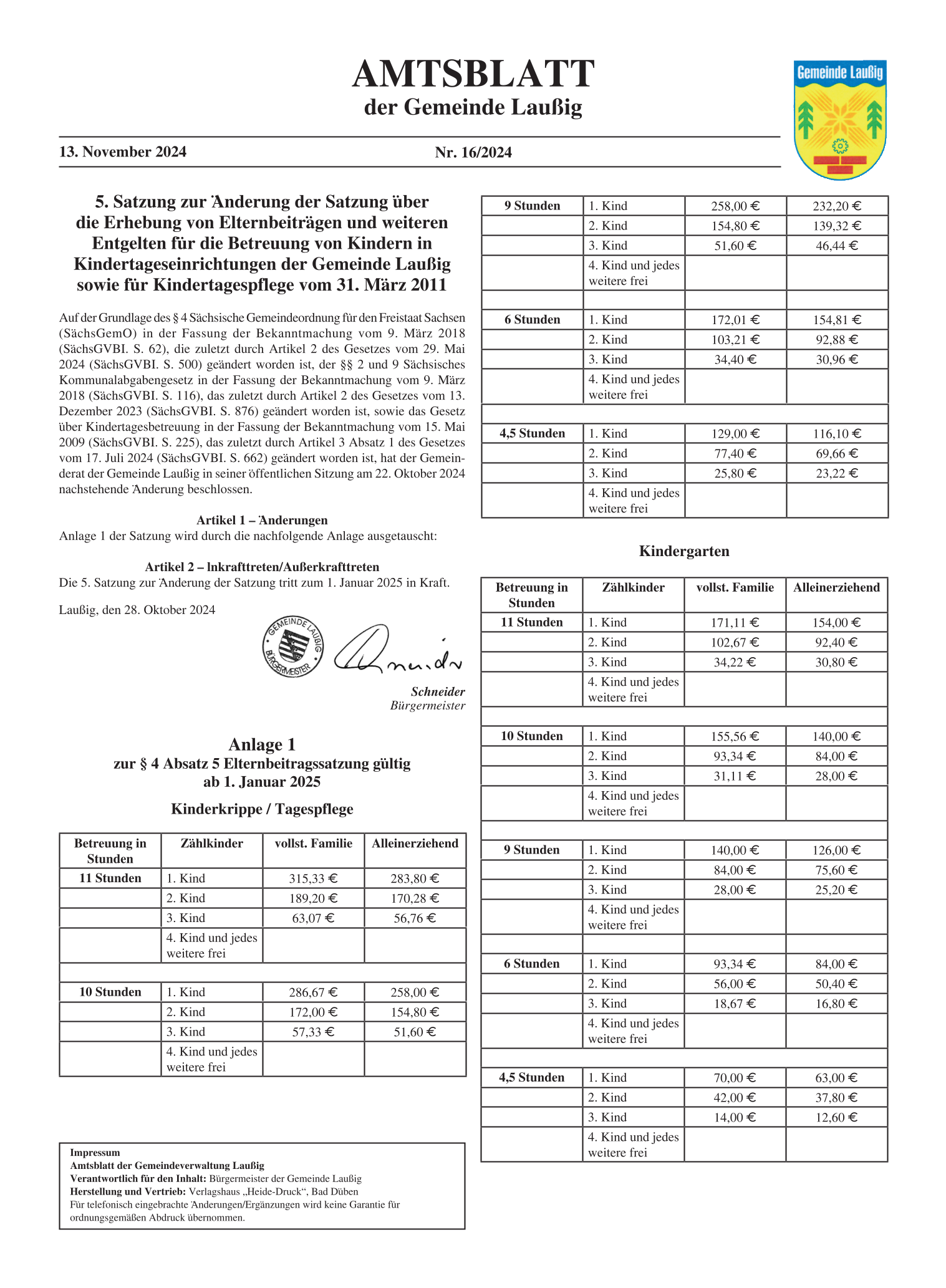 Amtsblatt Nr. 16/2024 vom 13.11.2024 Seite 1