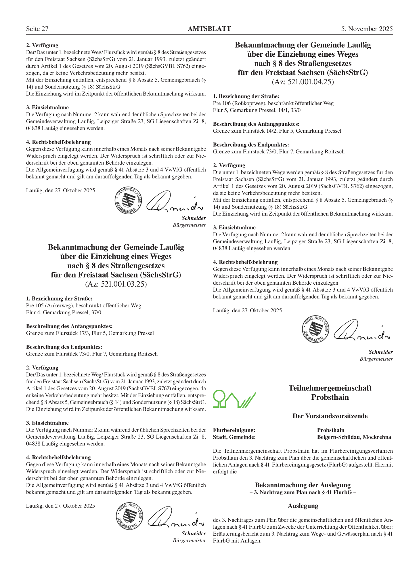 Amtsblatt Nr. 14/2025 vom 05.11.2025 Seite 2 Amtsblatt Nr. 14/2025 vom 05.11.2025 Seite 2