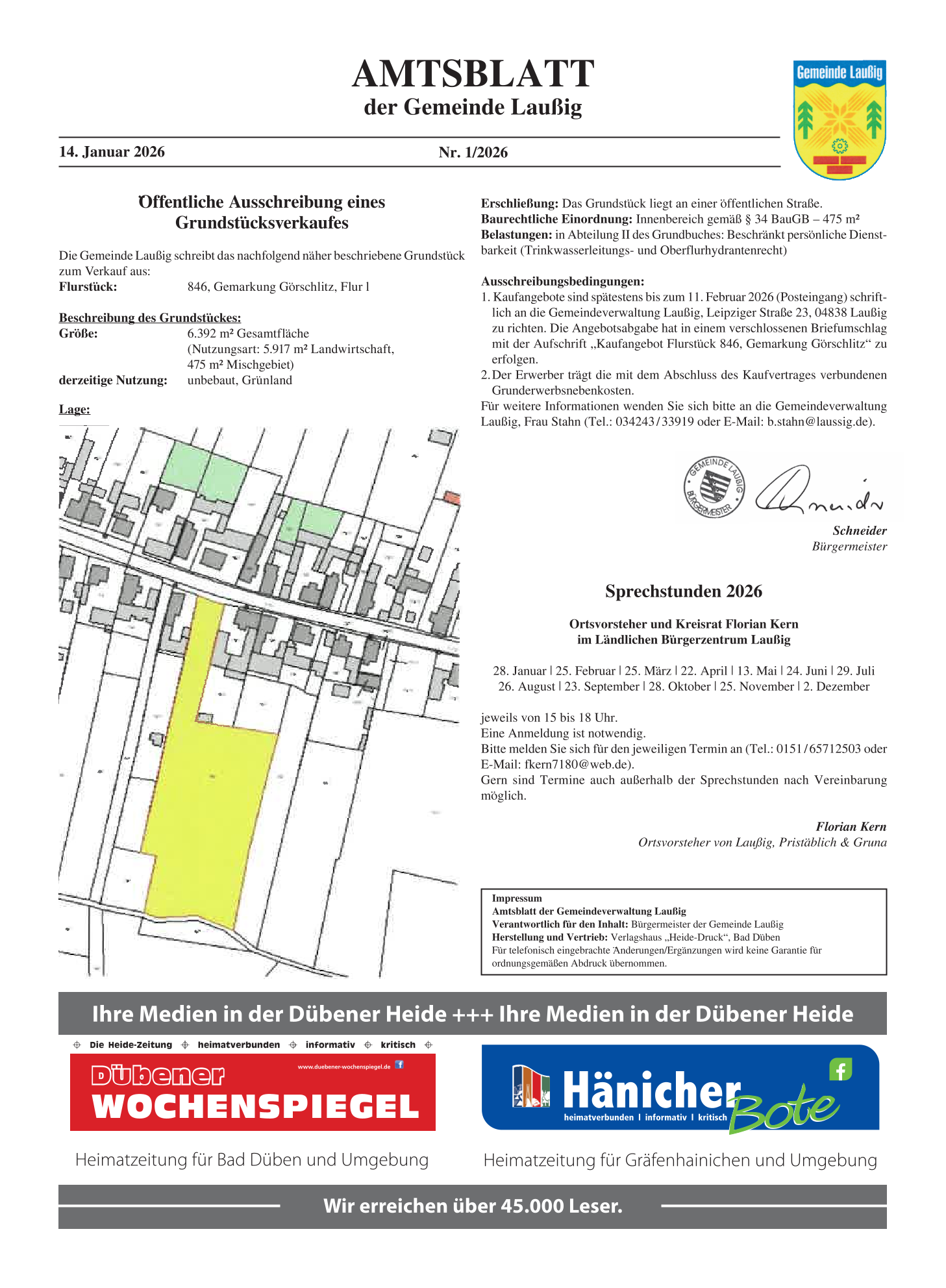 Amtsblatt Nr. 01/2026 vom 14.01.2026 Seite 1