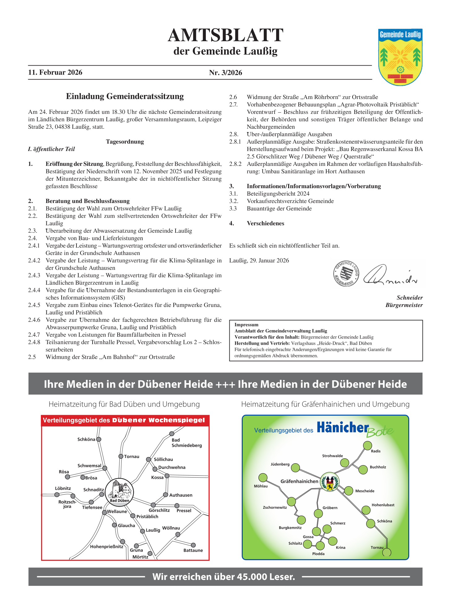 Amtsblatt Nr. 03/2026 vom 11.02.2026 Seite 1 Amtsblatt Nr. 03/2026 vom 11.02.2026 Seite 1