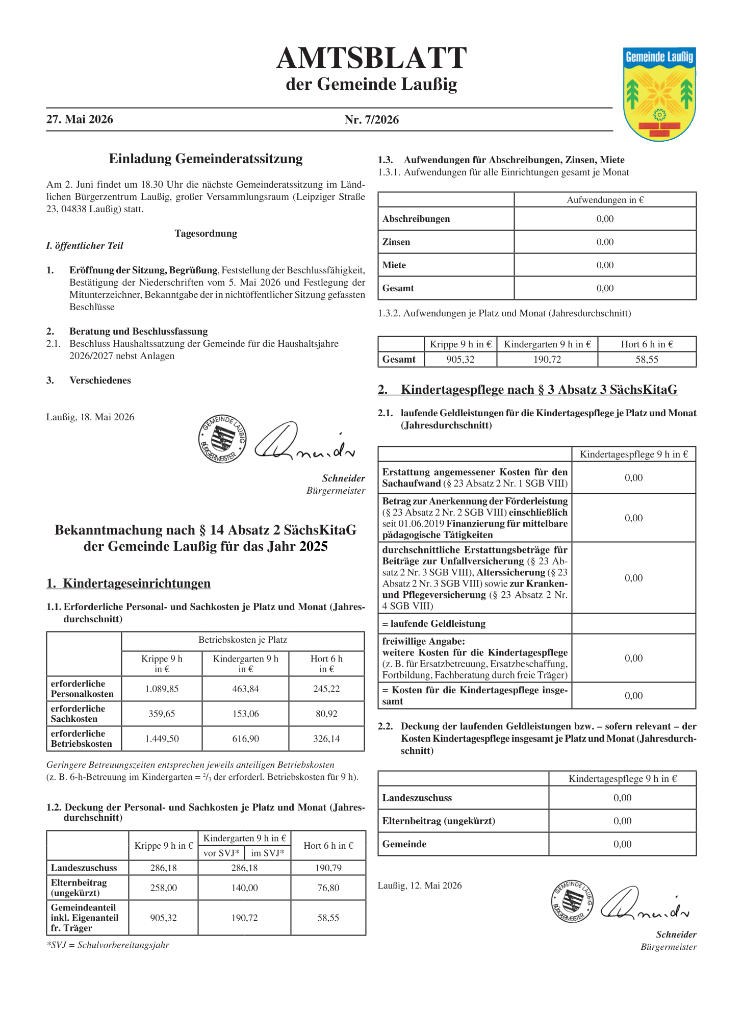 Amtsblatt Nr. 07/2026 vom 27.05.2026 Seite 1 Amtsblatt Nr. 07/2026 vom 27.05.2026 Seite 1