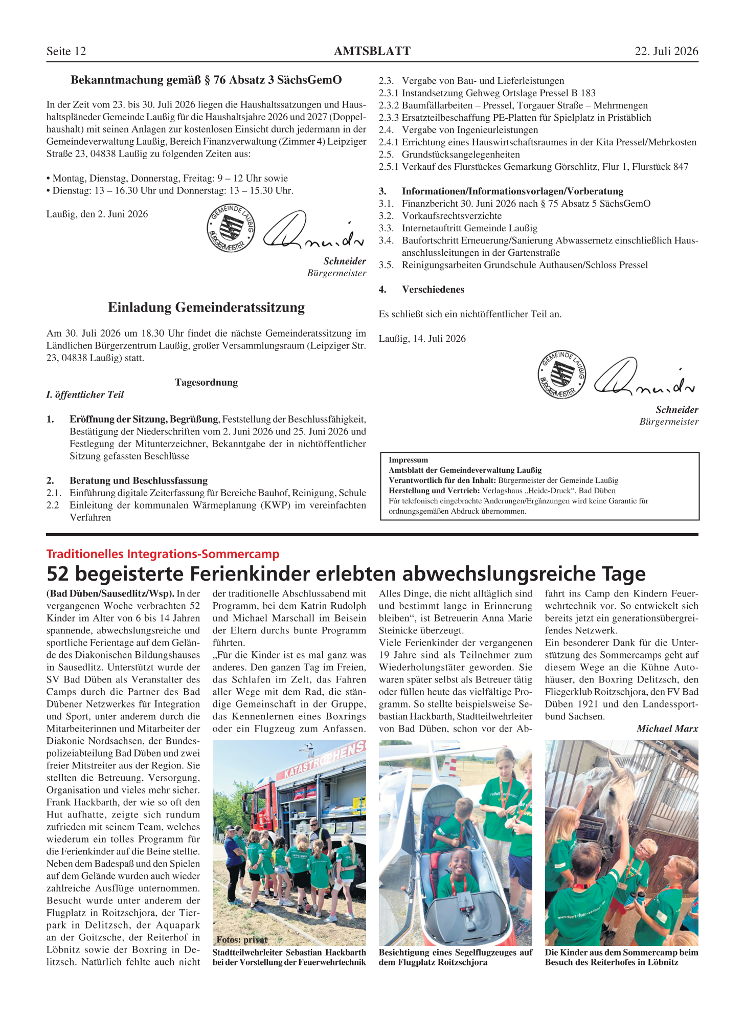 Amtsblatt Nr. 09/2026 vom 22.07.2026 Seite 2 Amtsblatt Nr. 09/2026 vom 22.07.2026 Seite 2
